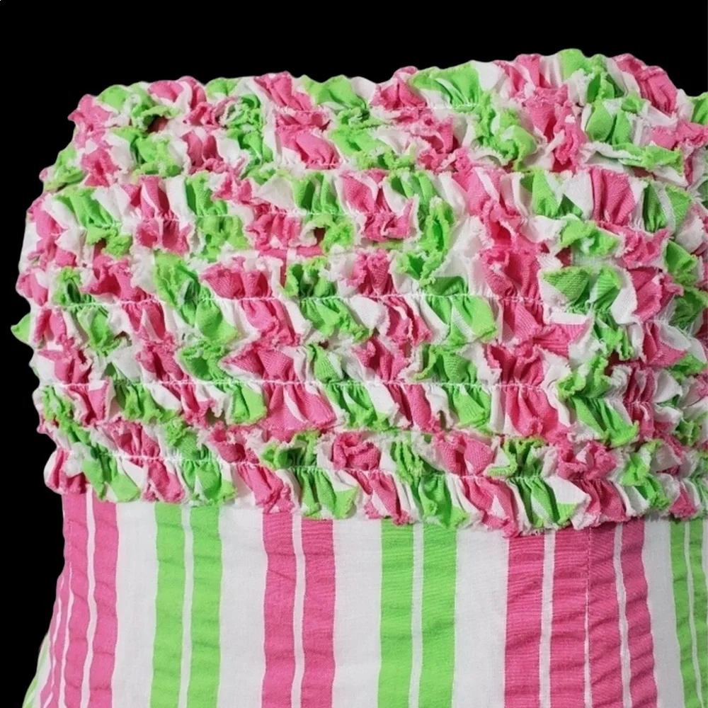 Lilly Pulitzer Strapless Pink & Green Striped Sundress - Picture 4 of 14